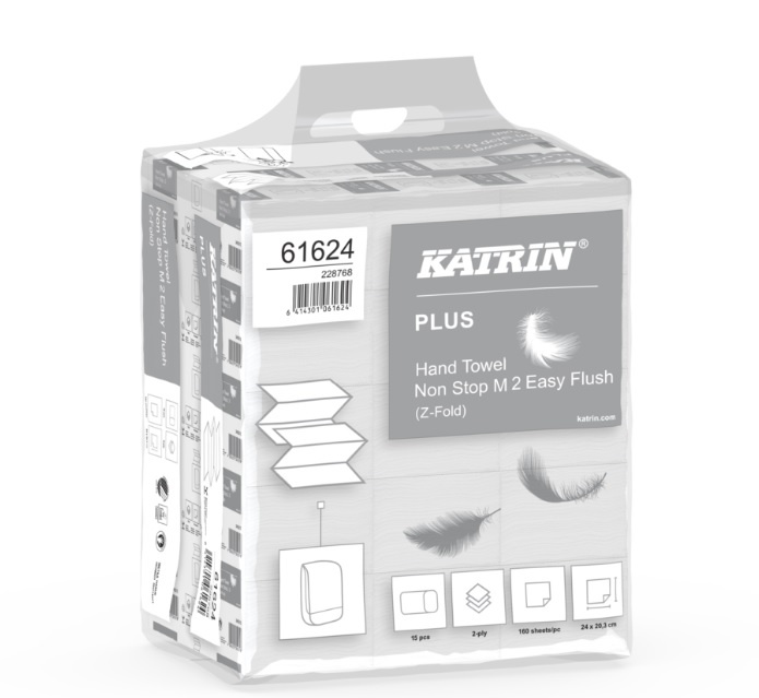 Katrin Plus Hand Towel Non Stop EasyFlush M2 Handy Pack 61624